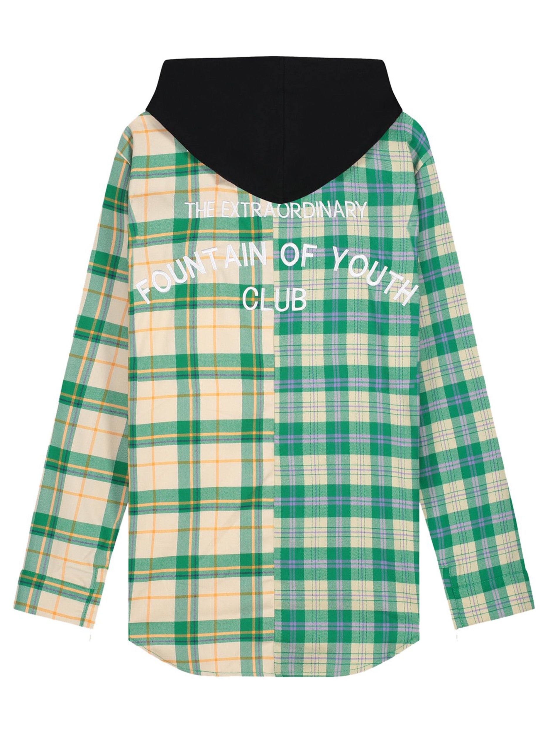 FOY CHECK 50/50 SHIRT HOODIE | GREEN