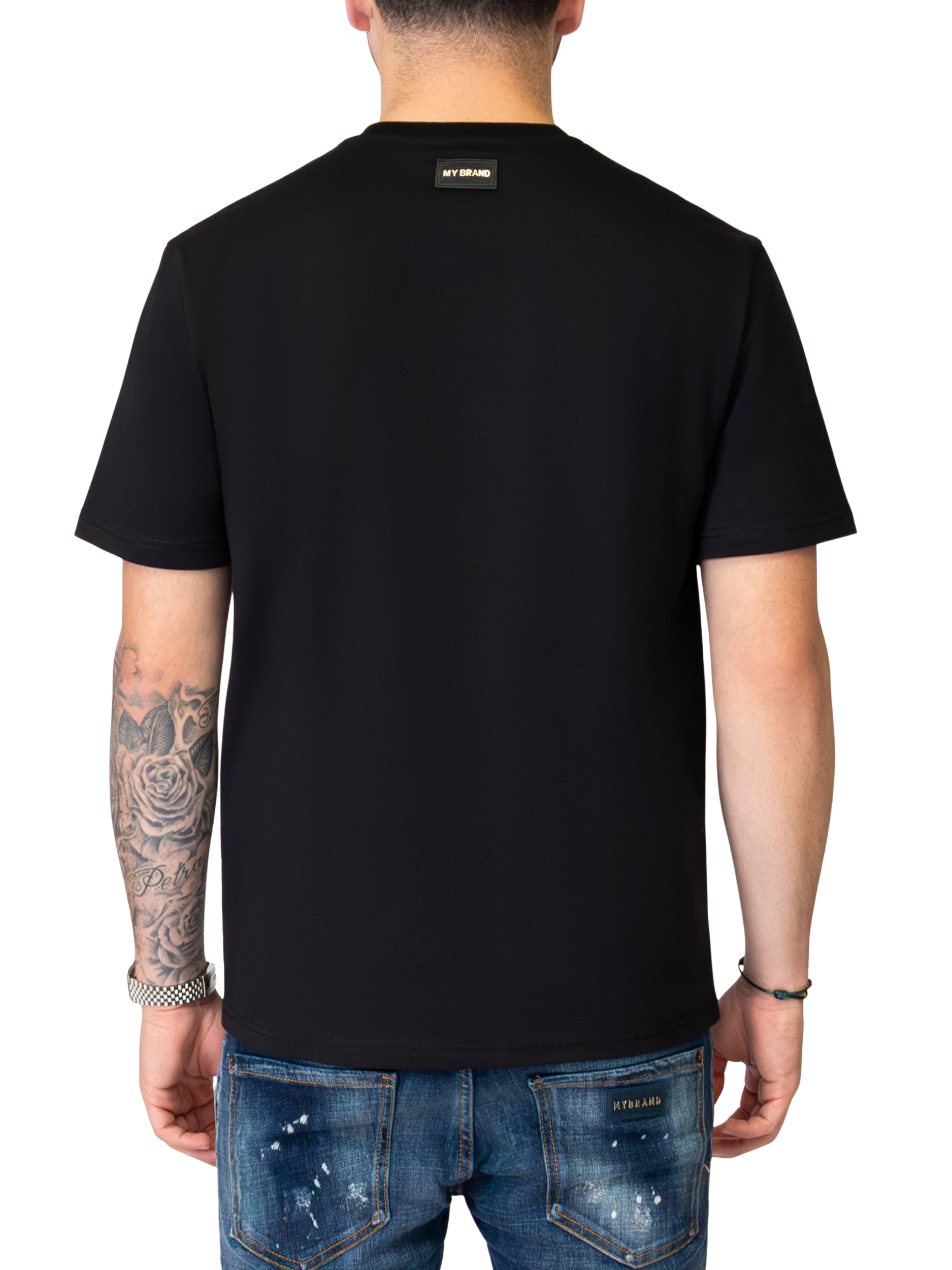 MY BRAND SKELETED EMBROIDERY T-SHIRT | BLACK