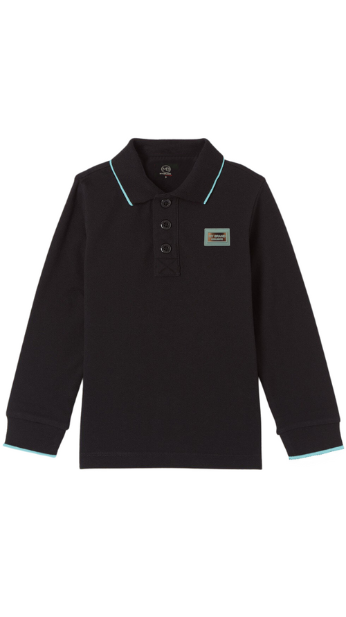 Colorfull Longsleeve Polo Turquoise | BLACK