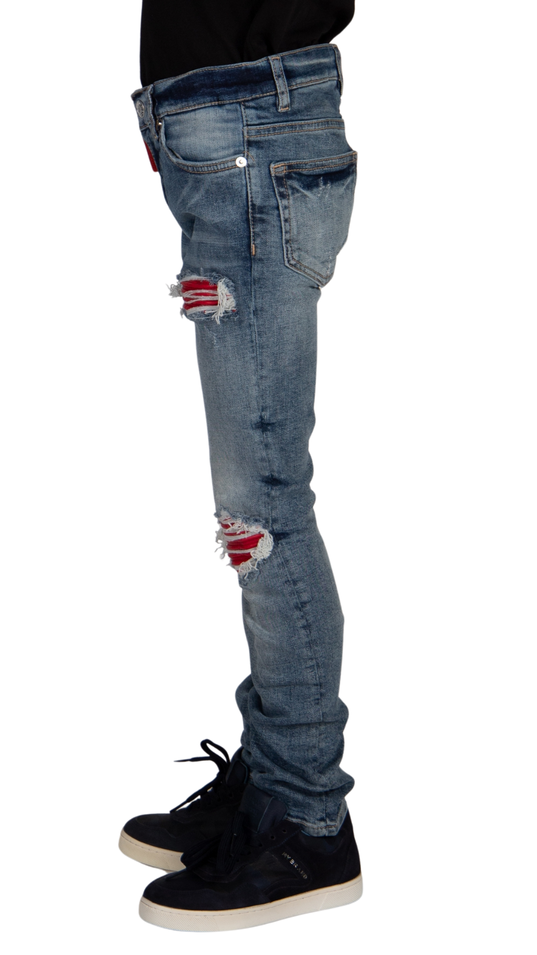 JEANS BIKER ROJOS CON RAJAS PARA NIÑOS | DENIM