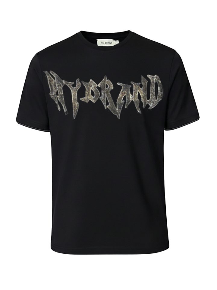 MYBRAND Winged Emblem Sparkle Tee Black | BLACK