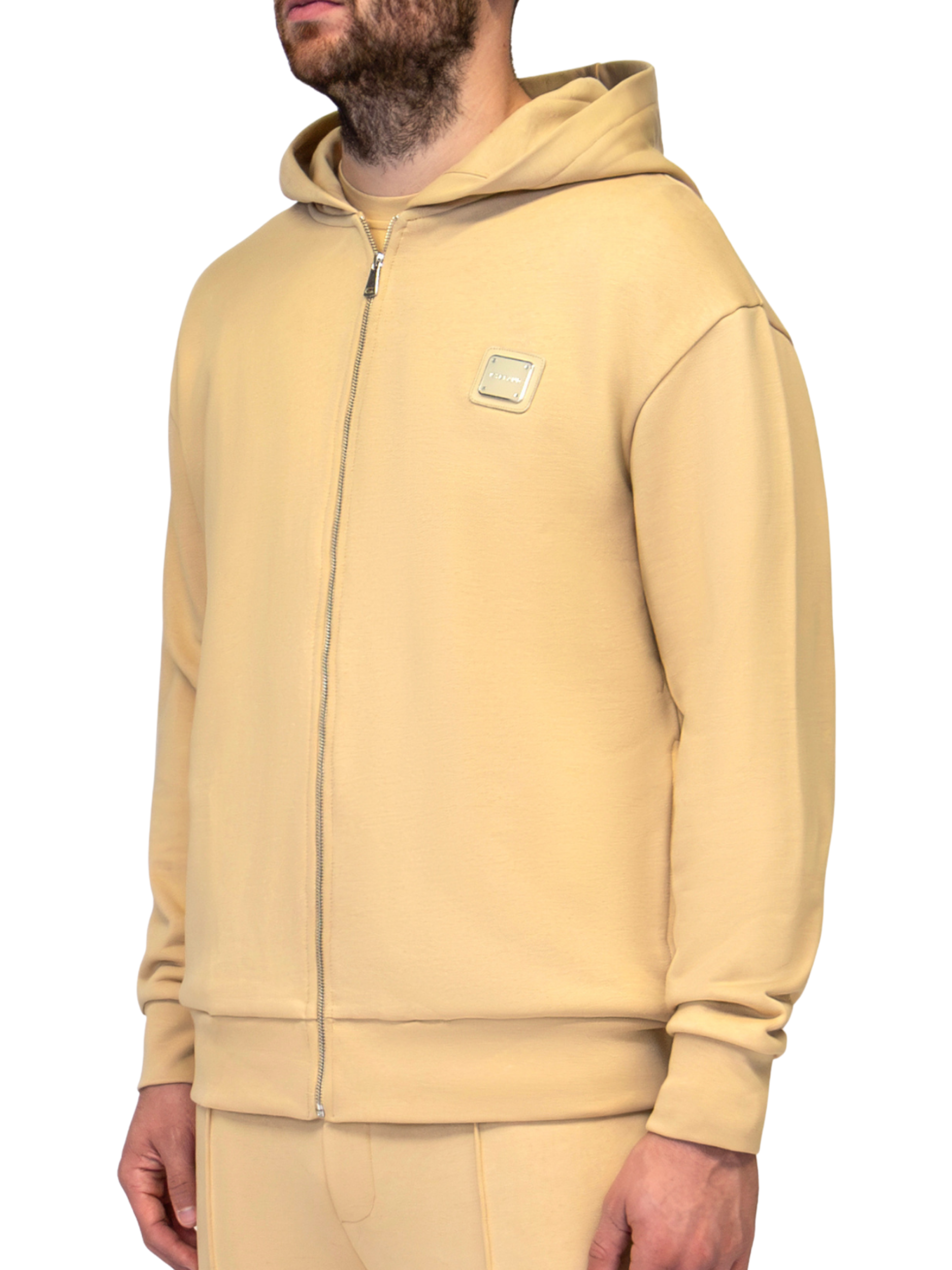 MB ESSENTIALS ZIP HOODIE | BEIGE