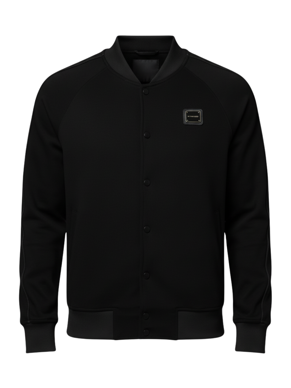 MB ESSENTIAL PIQUE BLACK BASEBALL JACKET | BLACK
