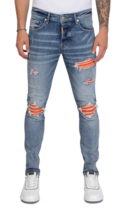 Orange 2025 biker jeans