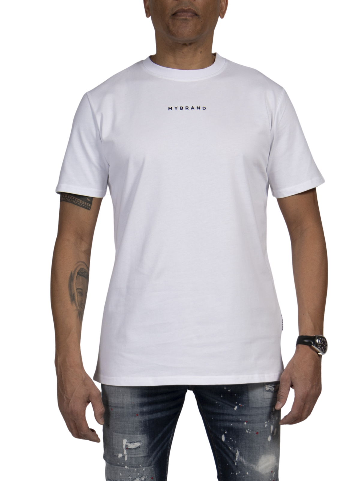 CAMISETA CON TEXTO EN LA PARTE POSTERIOR DE MI MARCA BLANCA | BLANCA