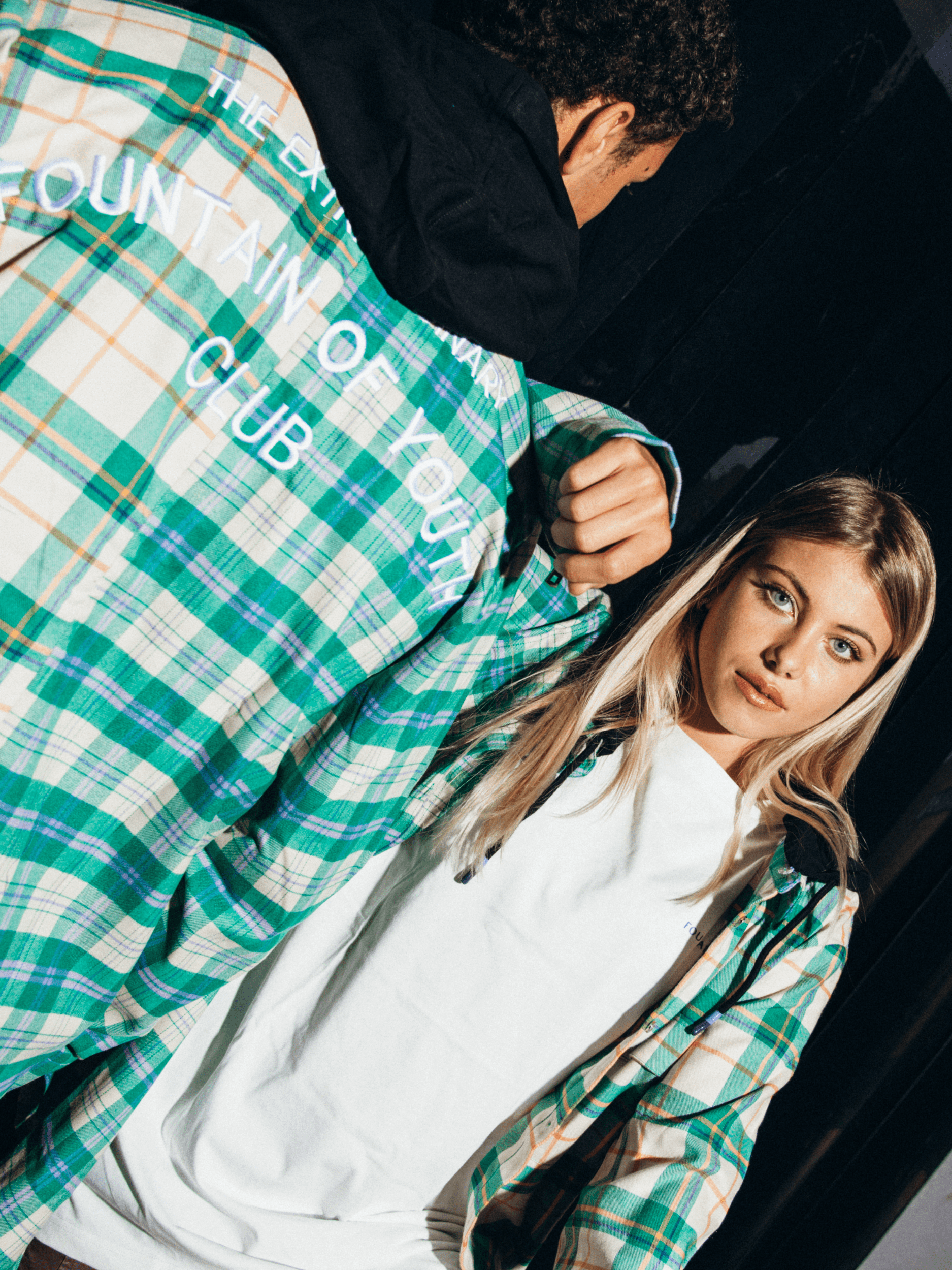 FOY CHECK 50/50 SHIRT HOODIE | GREEN