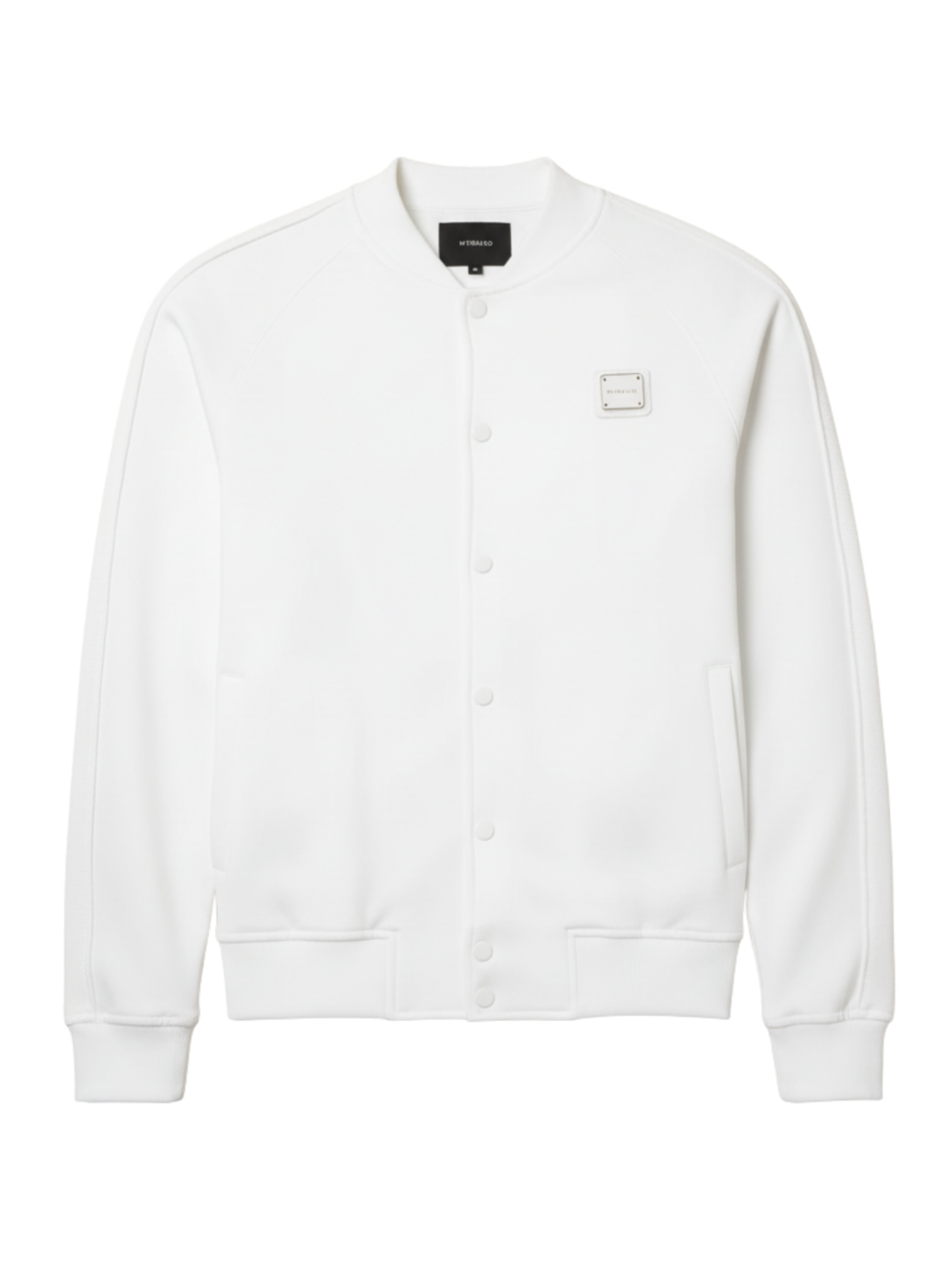 MB ESSENTIAL PIQUE WHITE BASEBALL JACKET | WHITE