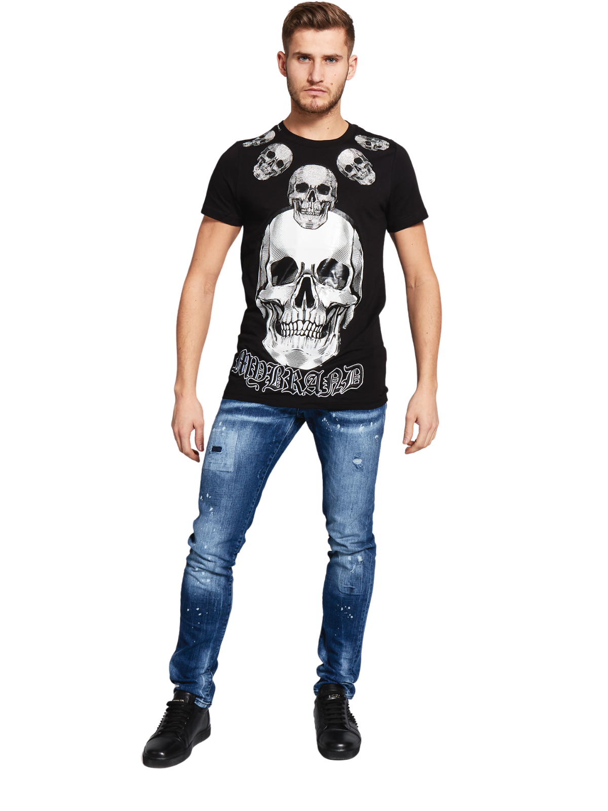 SKULL NECKLACE T-SHIRT | BLACK