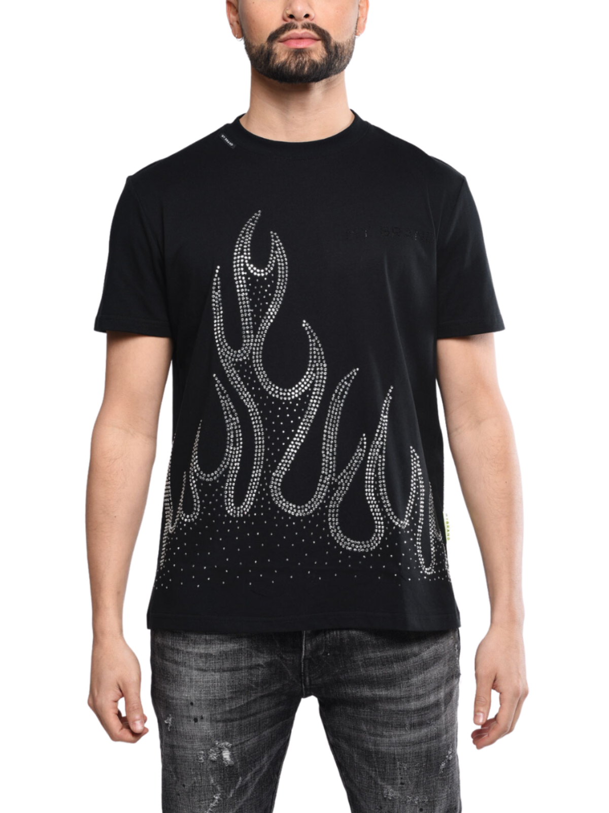 Black T Shirt With Flame | BLACK