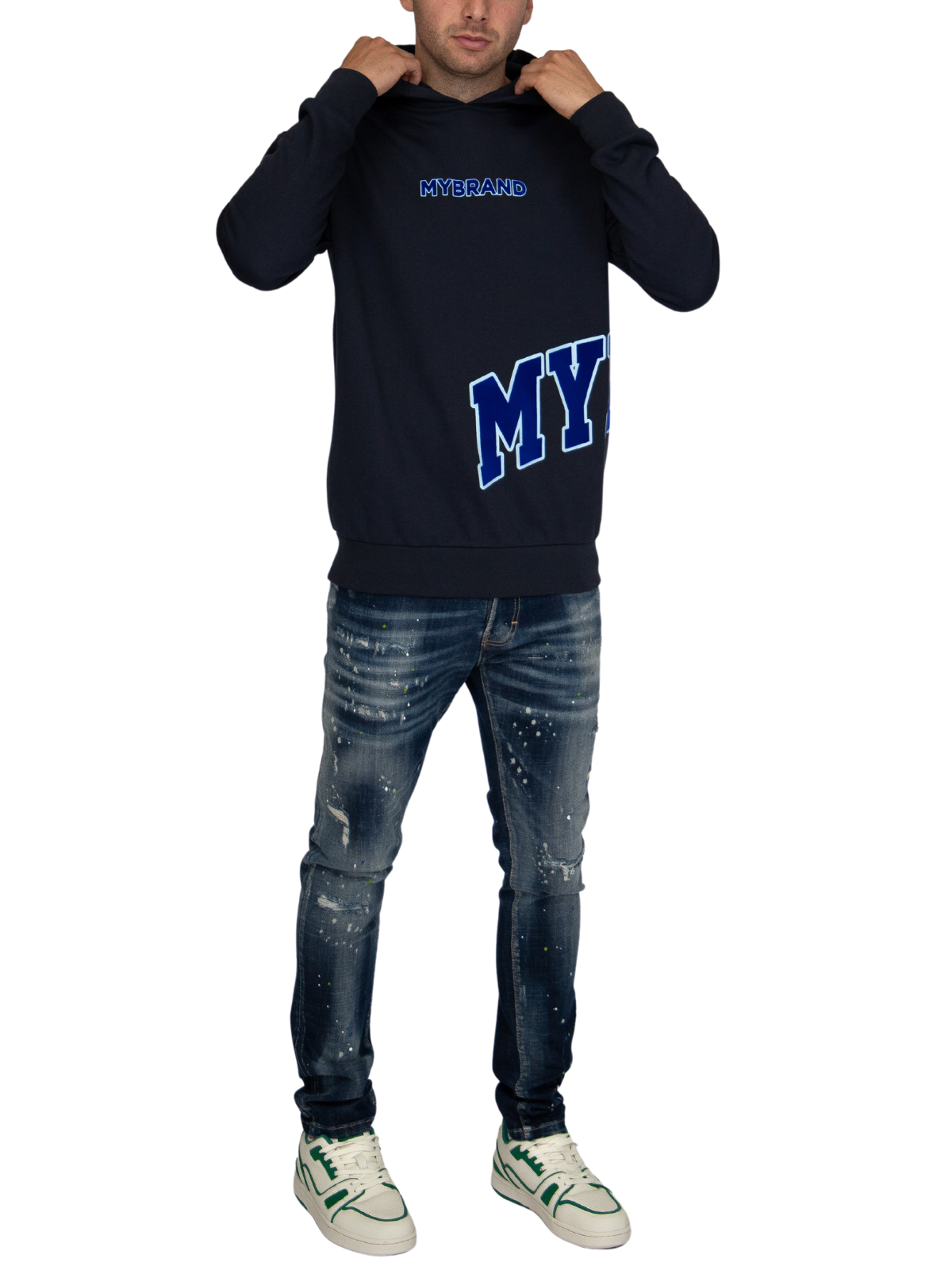 MYBRAND Bold Emblem Hoodie | NAVY