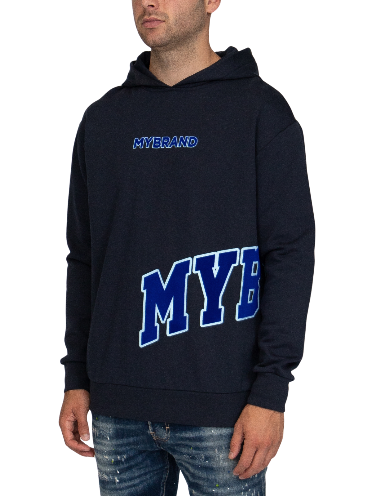 MYBRAND Bold Emblem Hoodie | NAVY