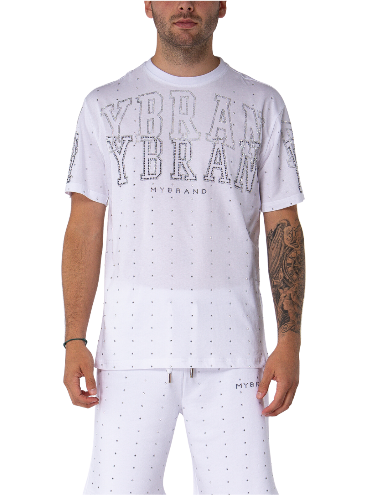 College MB Rhinestones T-shirt | WHITE