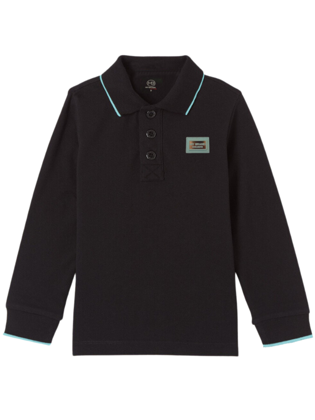 Colorfull Longsleeve Polo Turquoise | BLACK