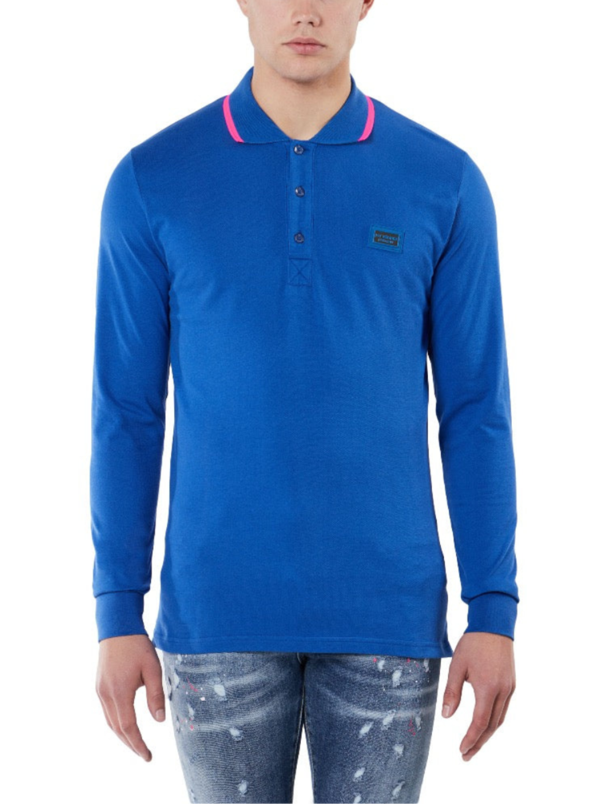 COLOURFULL LONGSLEEVE POLO | KOBALT BLUE