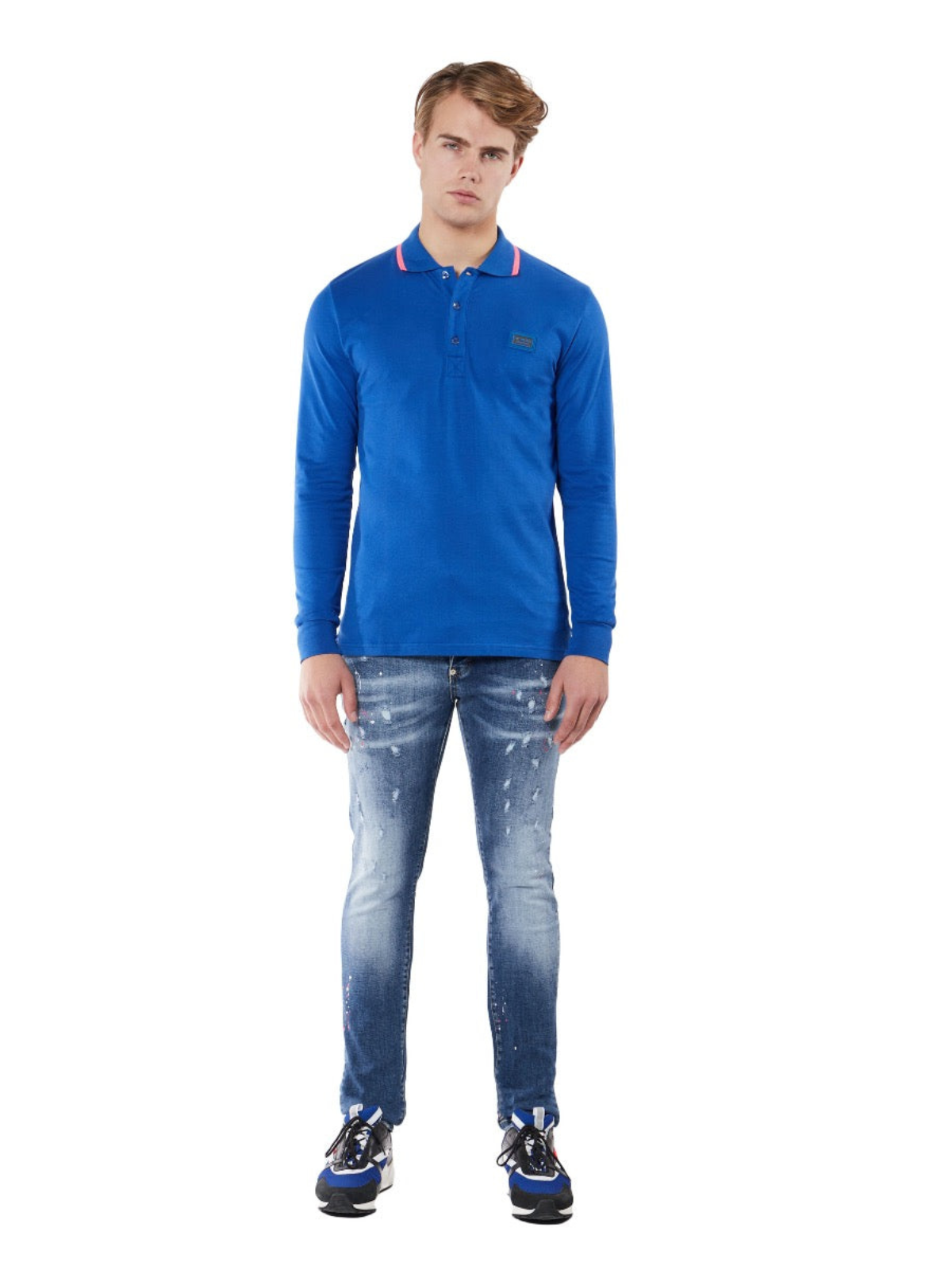 COLOURFULL LONGSLEEVE POLO | KOBALT BLUE