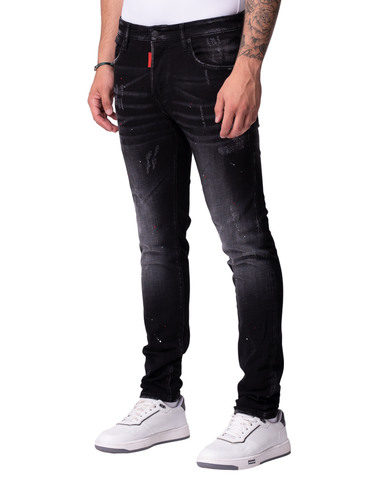 Half Damage Jeans Comfort Stretch Semi Fit Jeans Metal Black