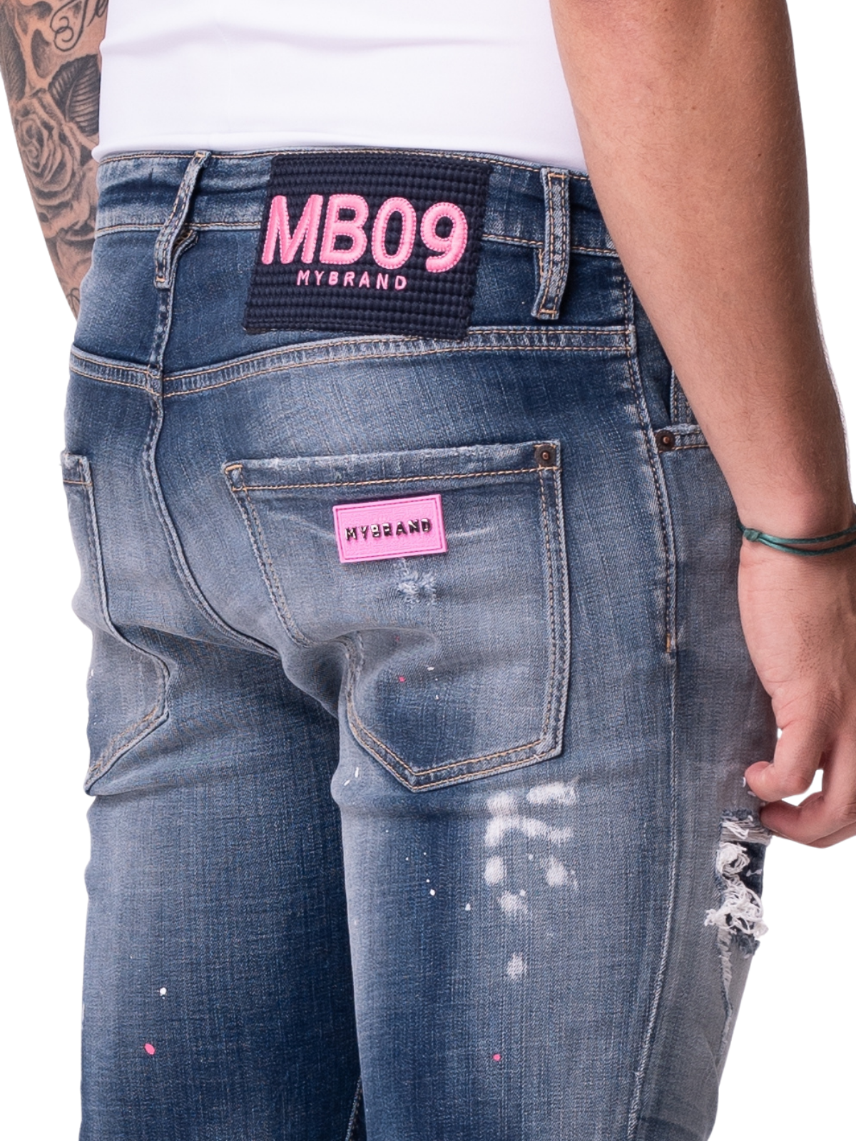 EMBROIDED PINK MB09 | DENIM