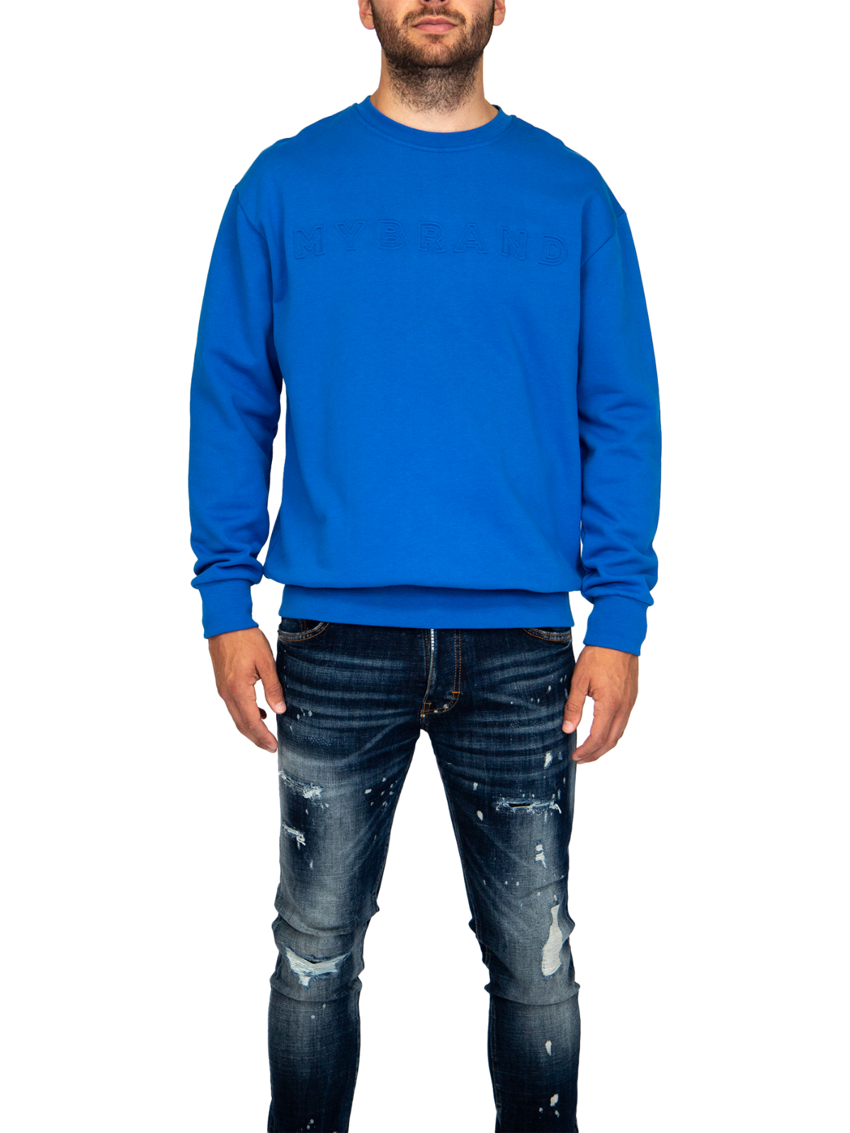 MYBRAND Embosed Statement Sweater | BLUE