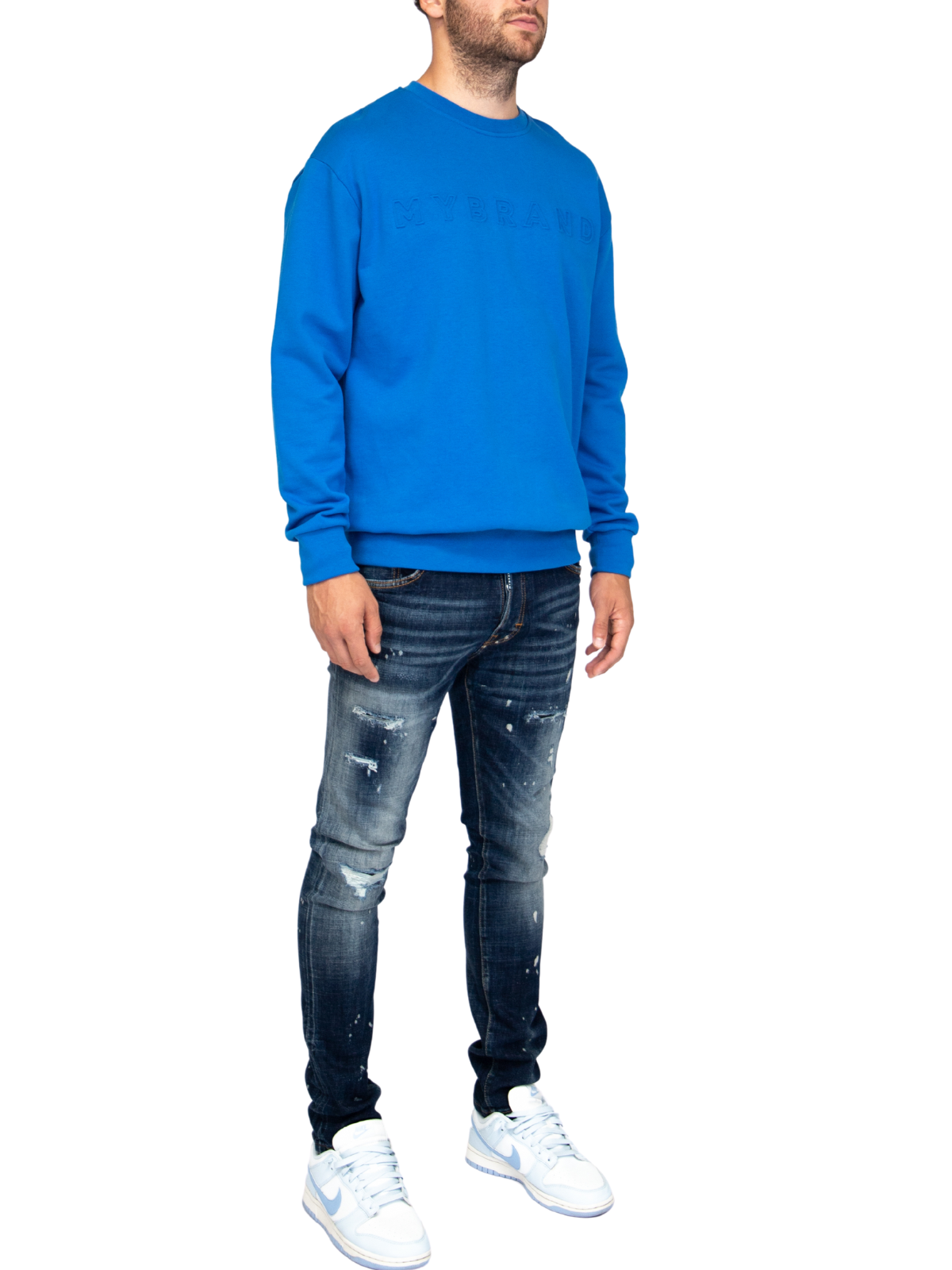 MYBRAND Embosed Statement Sweater | BLUE