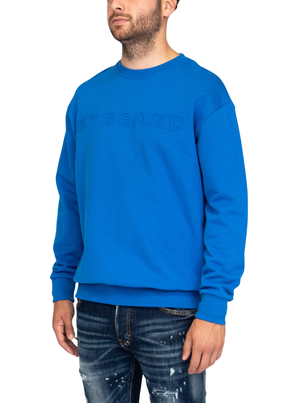 MYBRAND Embosed Statement Sweater | BLUE