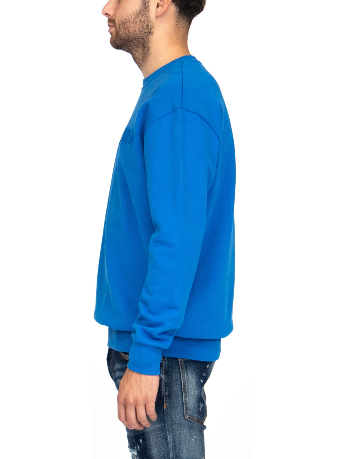 MYBRAND Embosed Statement Sweater | BLUE