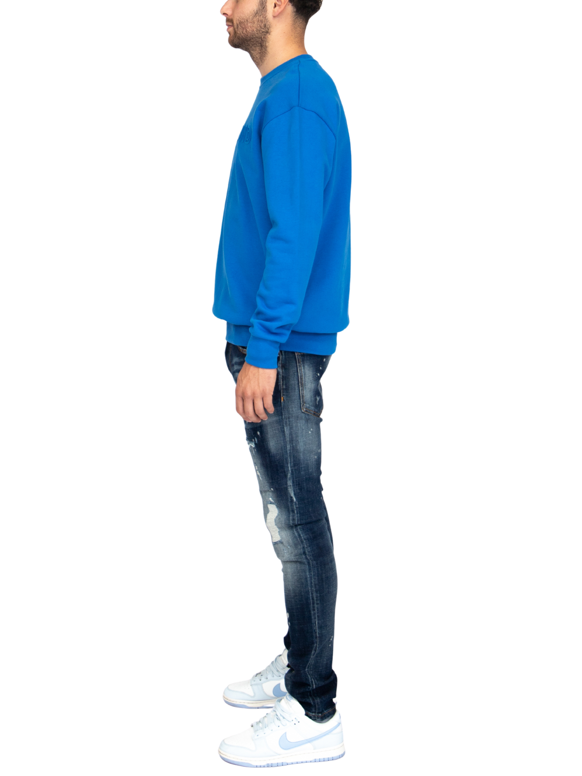 MYBRAND Embosed Statement Sweater | BLUE