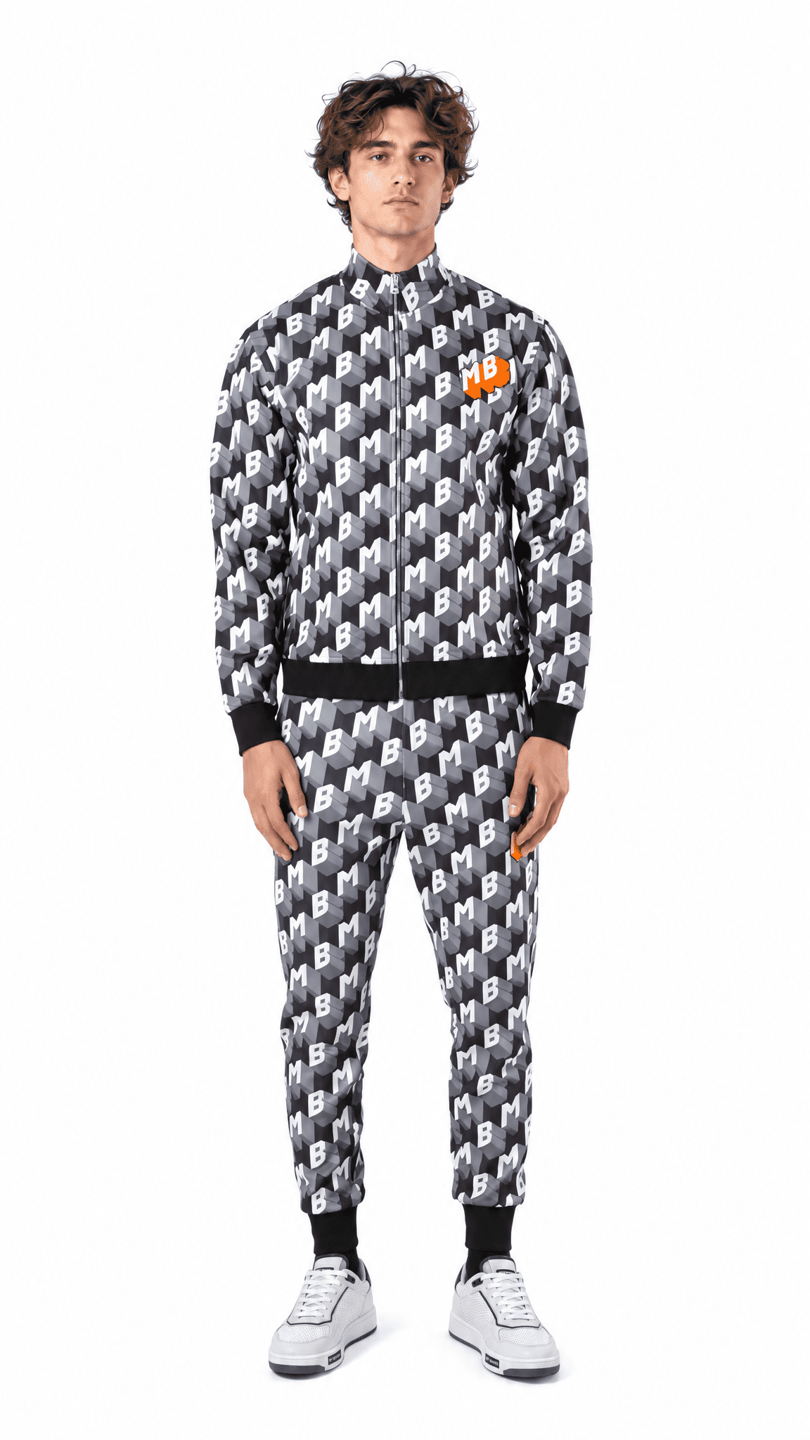 All Over Orange Badge Tracksuit | BLACK