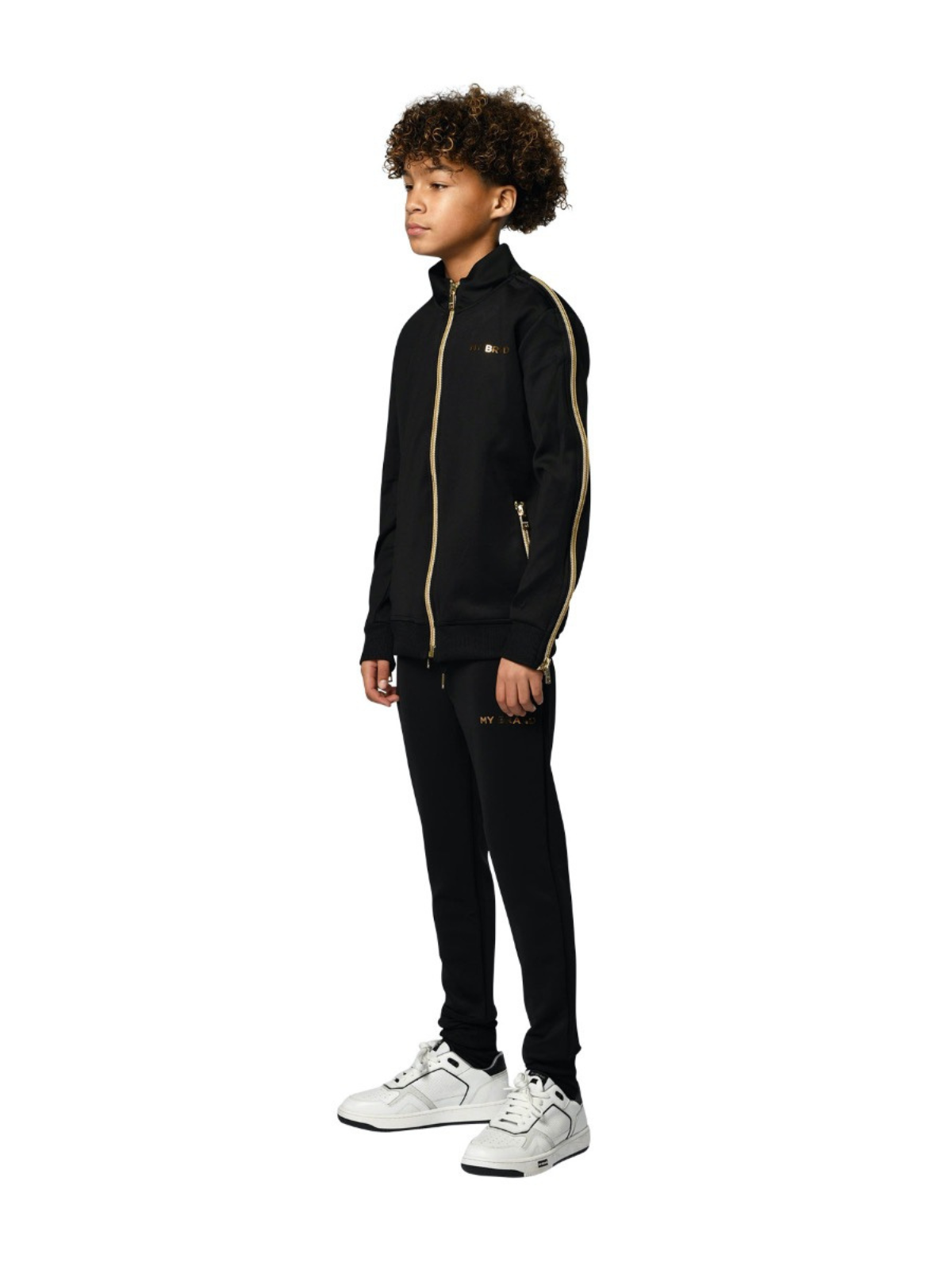 Gold Zipper Tracksuit Jacket | BLACK