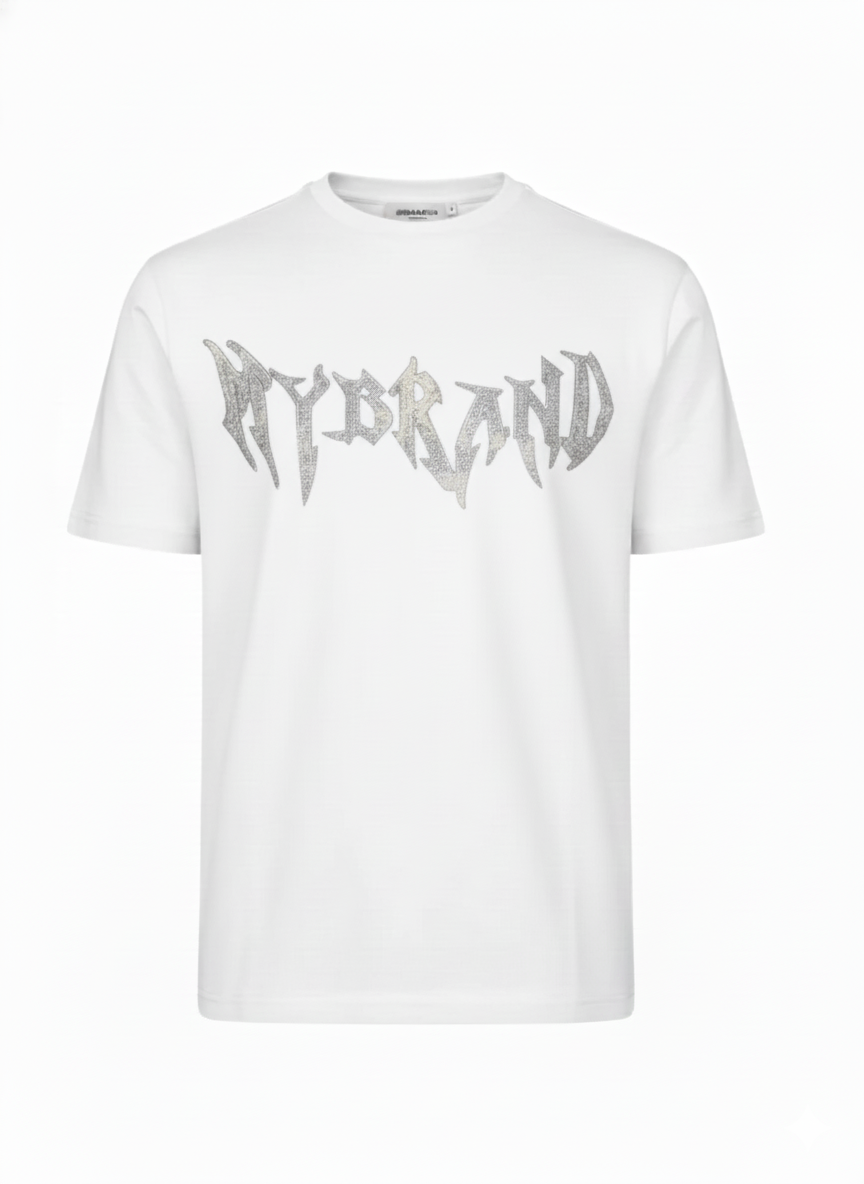 MYBRAND Winged Emblem Sparkle Tee White | WHITE