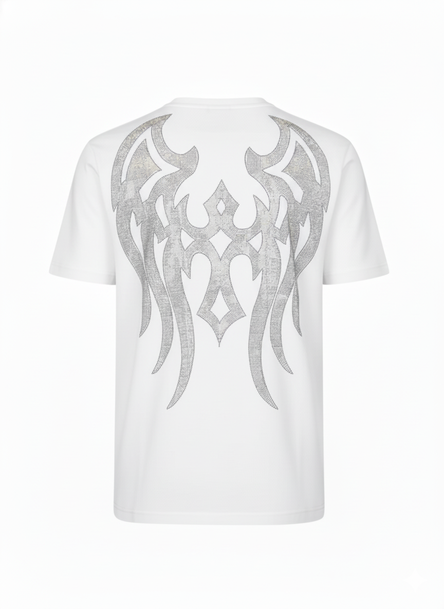 MYBRAND Winged Emblem Sparkle Tee White | WHITE