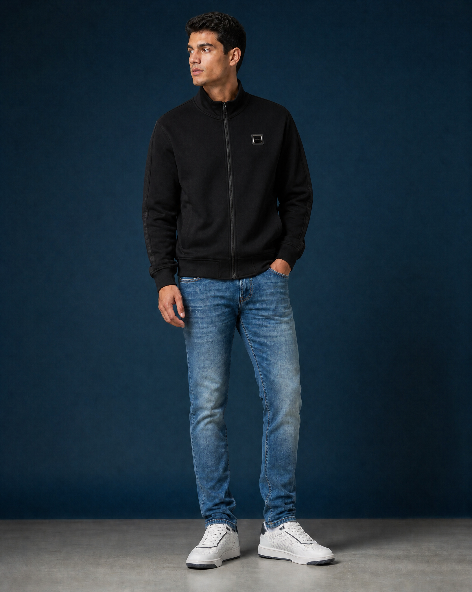 MB ESSENTIAL PIQUE BLACK TRACK JACKET | BLACK