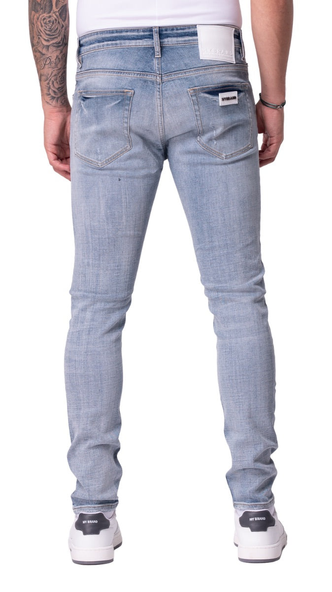 PLAIN DISTRESSES JEANS, CODE NAVY WHITE | DENIM