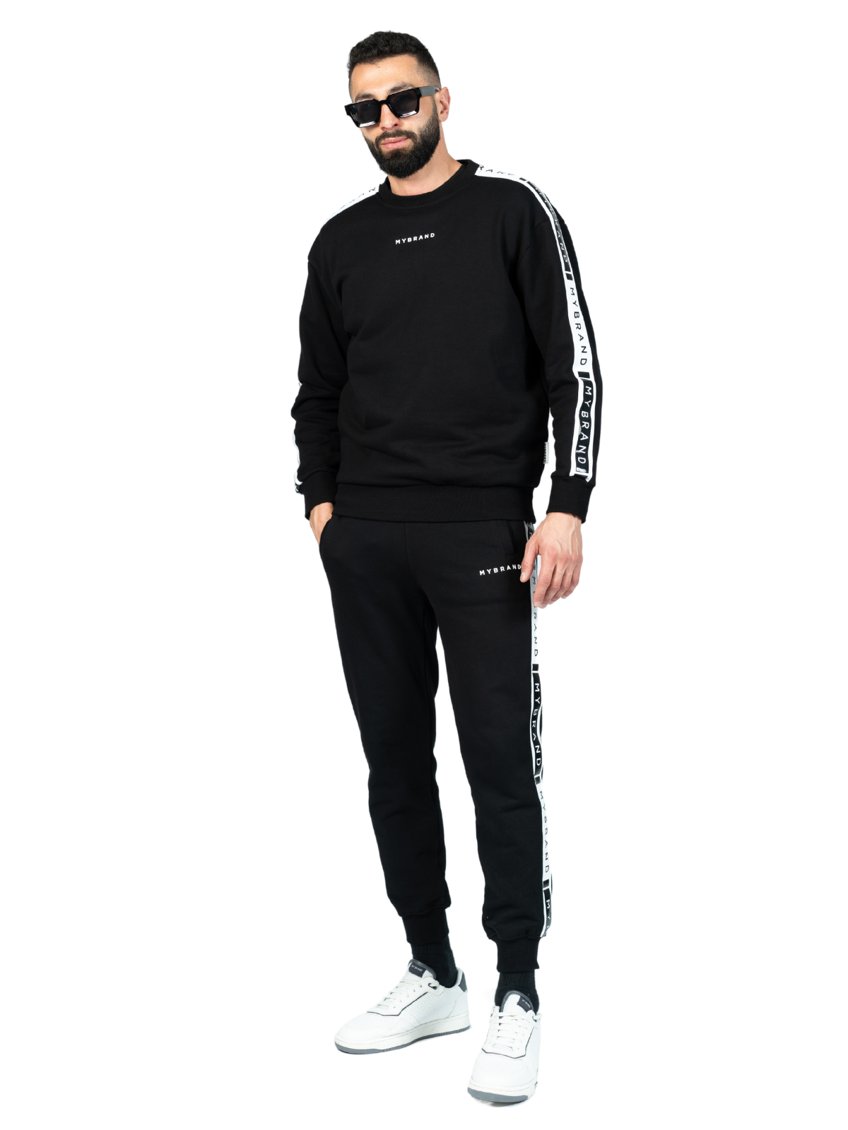 JOGGING MB CON CINTAS EN CONTRASTE NEGRO | NEGRO