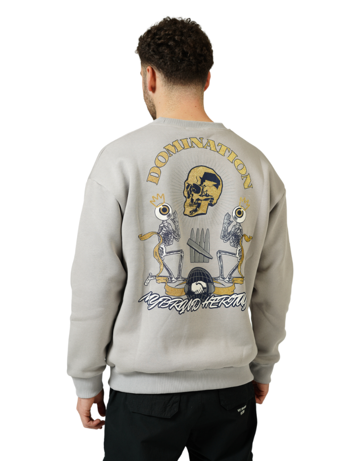 MB DOMINATION GOLD PRINT SWEATER | GREY