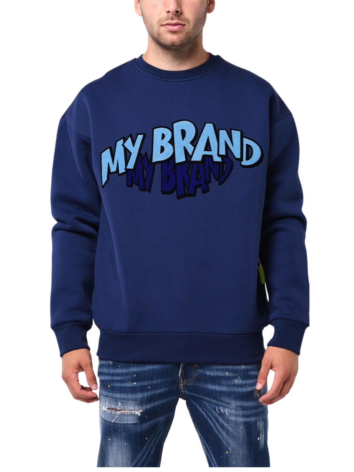 MB DOUBLE BRANDED FLOCK GRAFFITI SWEATER | NAVY