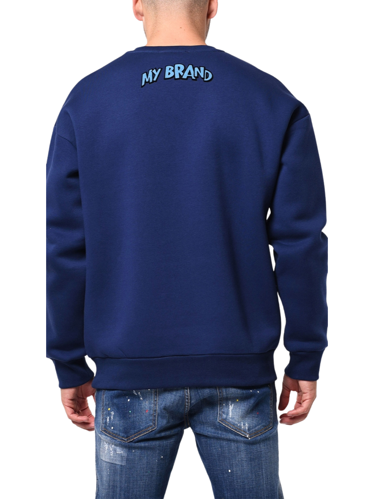 MB DOUBLE BRANDED FLOCK GRAFFITI SWEATER | NAVY