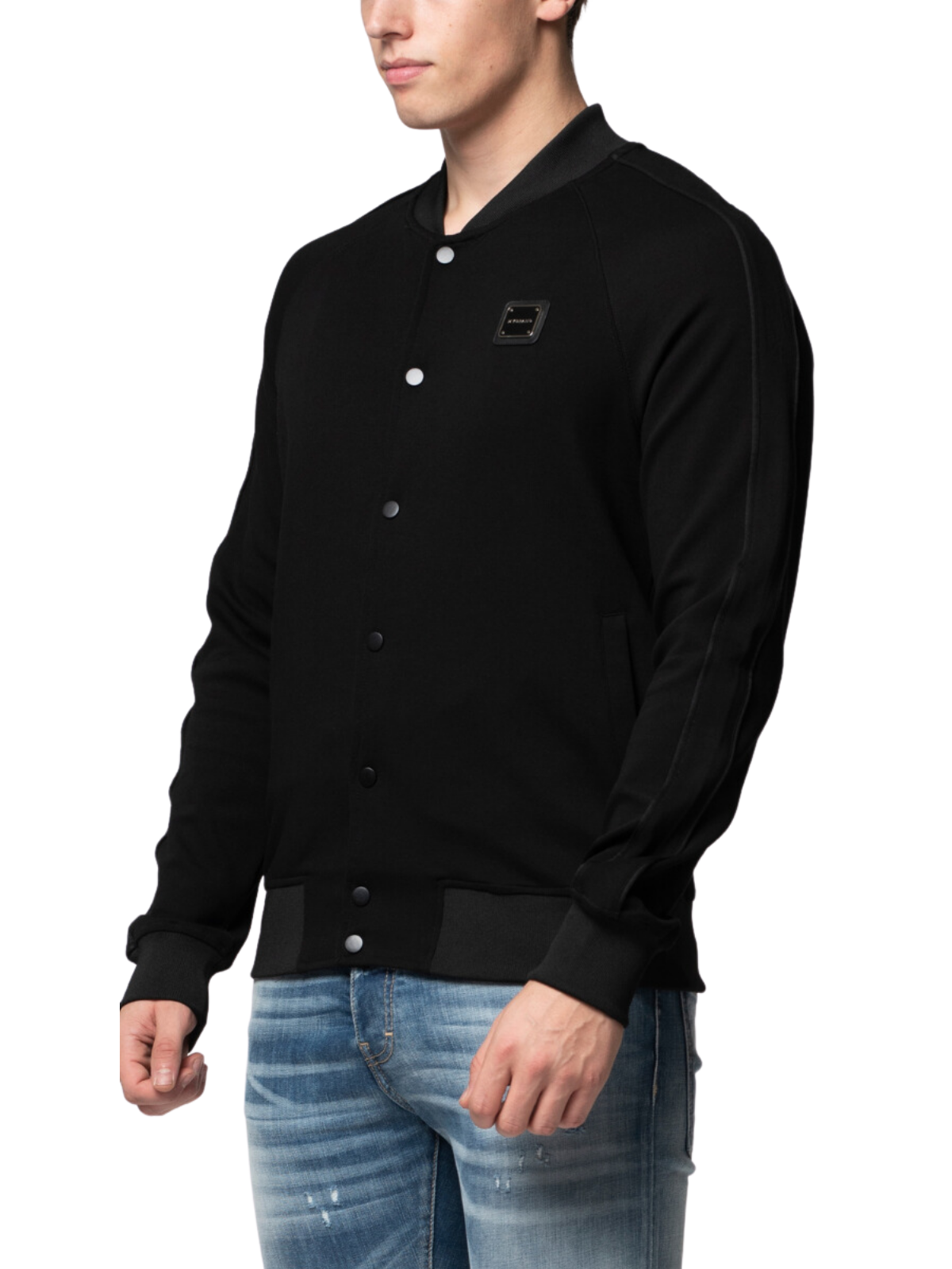 MB ESSENTIAL PIQUE BLACK BASEBALL JACKET | BLACK