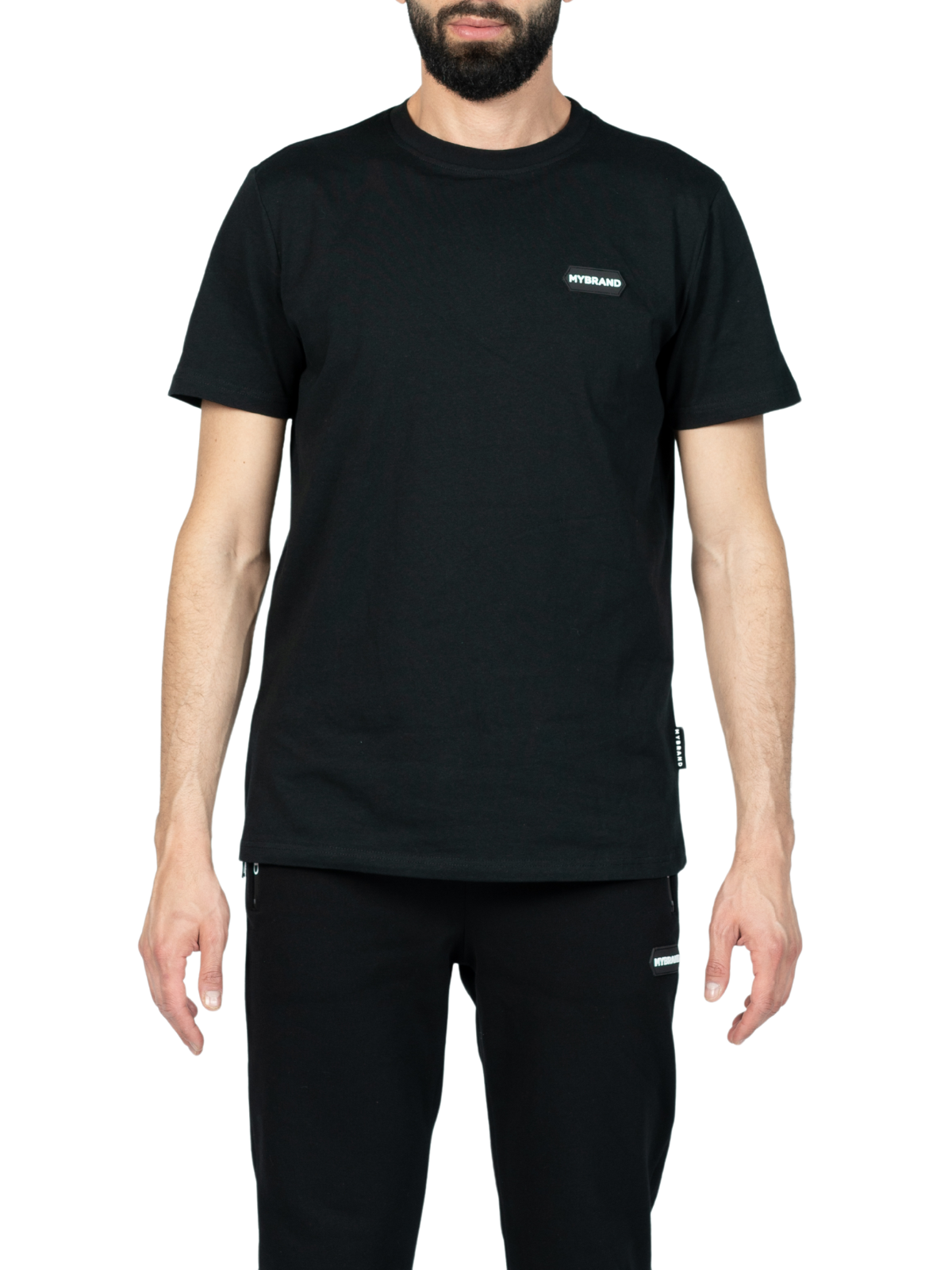 CAMISETA CON PARCHE HEXAGONAL MB BL | NEGRO