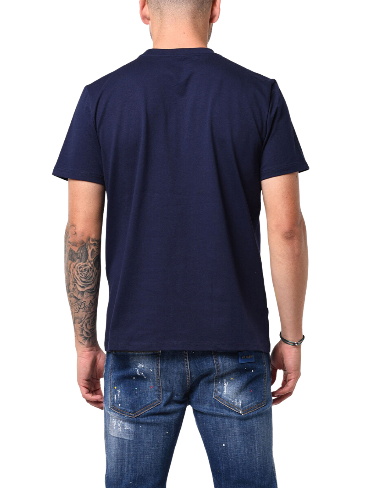 MB LOGO PAINT STROKE SKY BLUE GRADIENT TSHIRT | NAVY