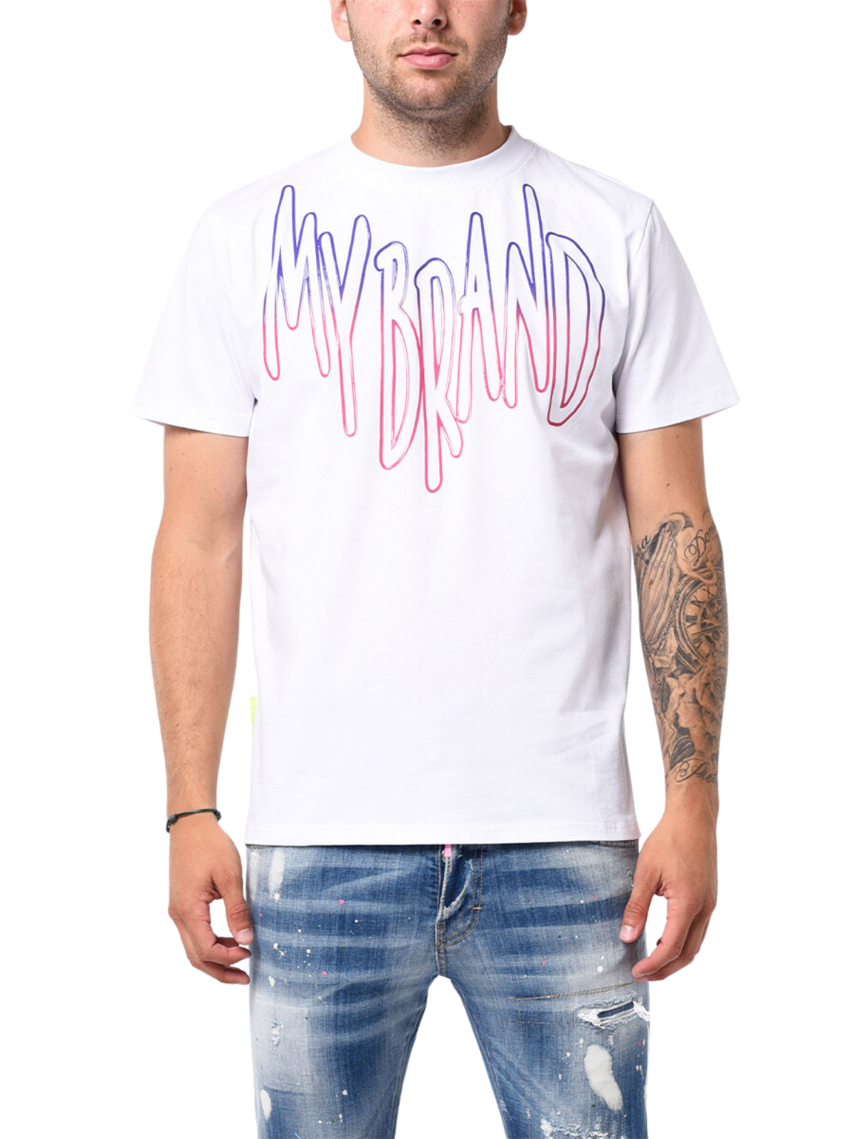 MB LOGO SKY MAGENTA GRADIENT TSHIRT | WHITE