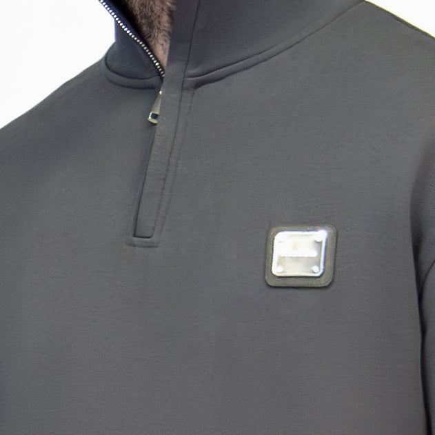MB ESSENTIALS HALF ZIP SWEATER | DARK GREY