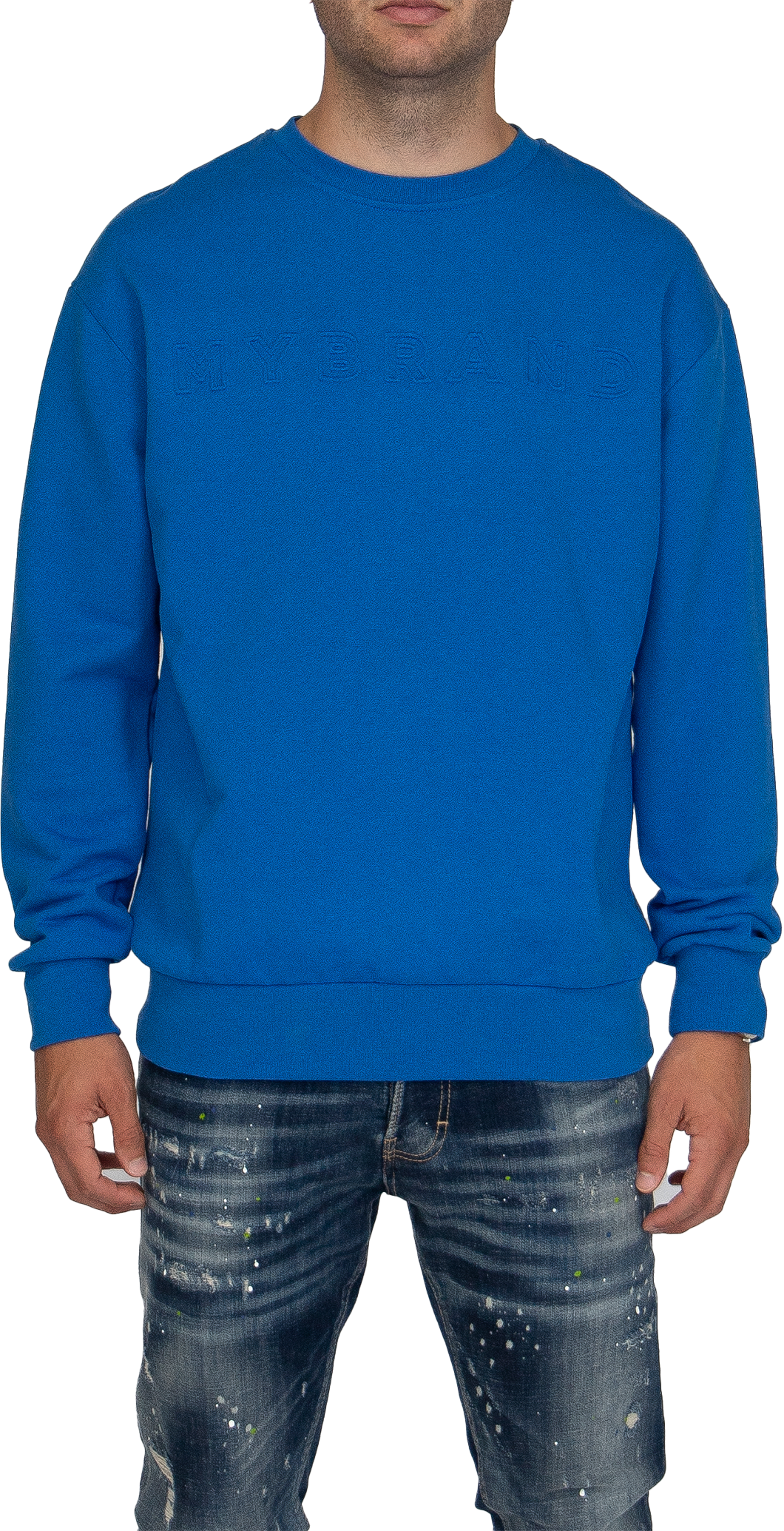 MYBRAND Embosed Statement Sweater | BLUE