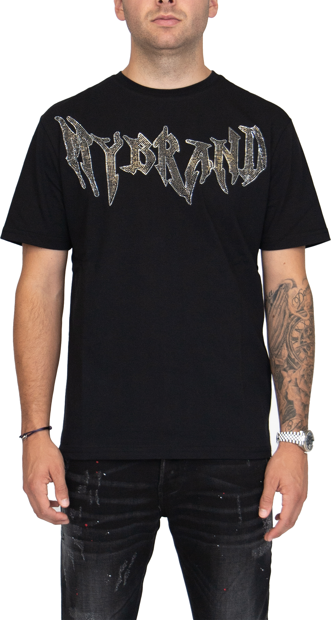 MYBRAND Winged Emblem Sparkle Tee Black | BLACK