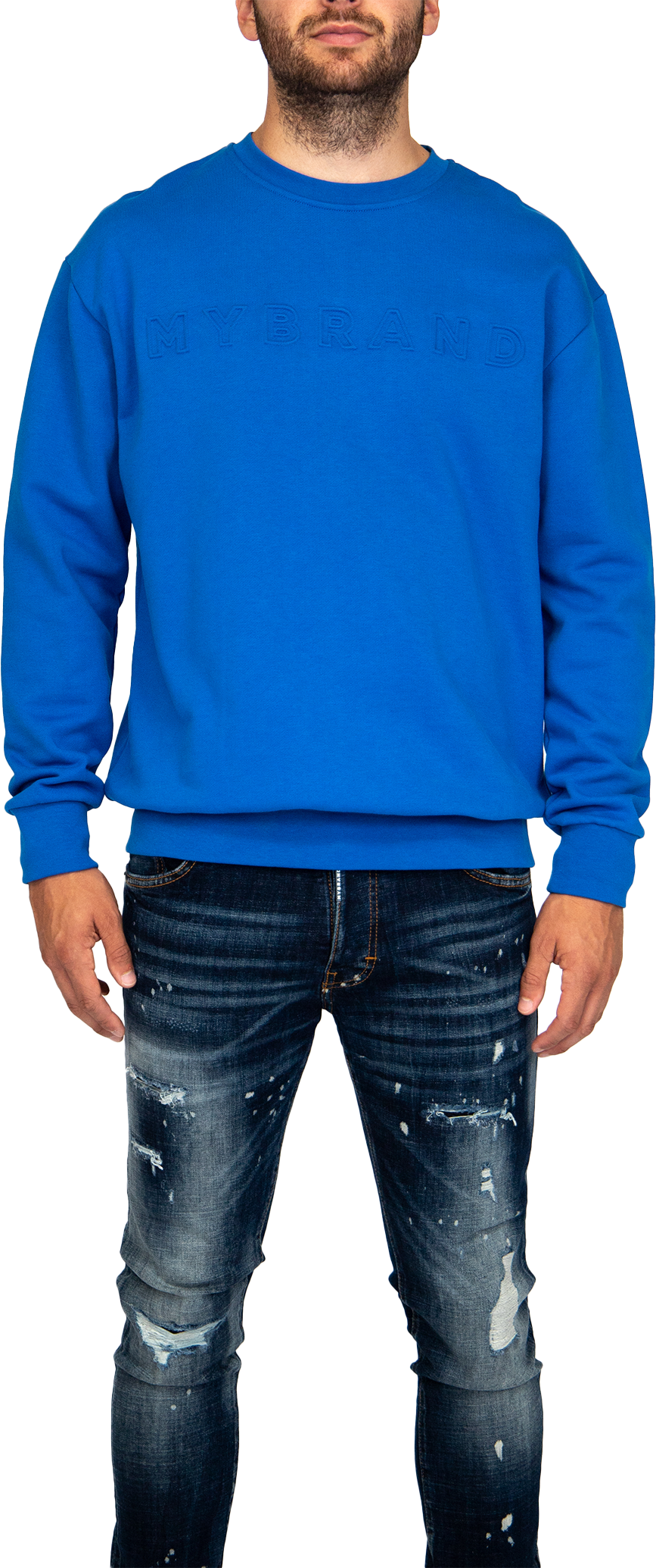 MYBRAND Embosed Statement Sweater | BLUE