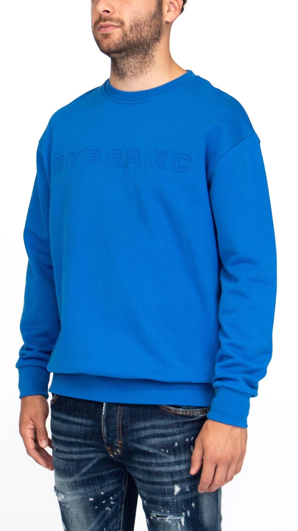 MYBRAND Embosed Statement Sweater | BLUE