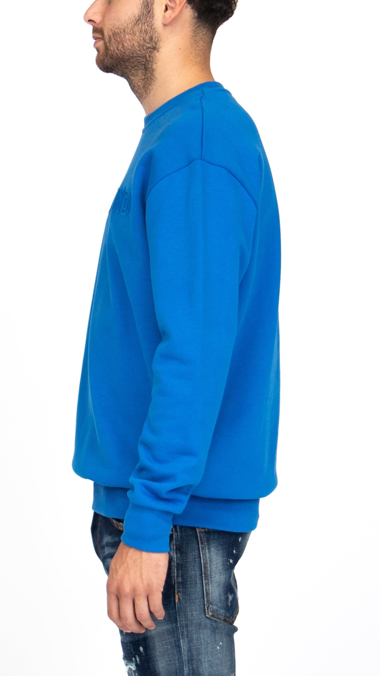 MYBRAND Embosed Statement Sweater | BLUE