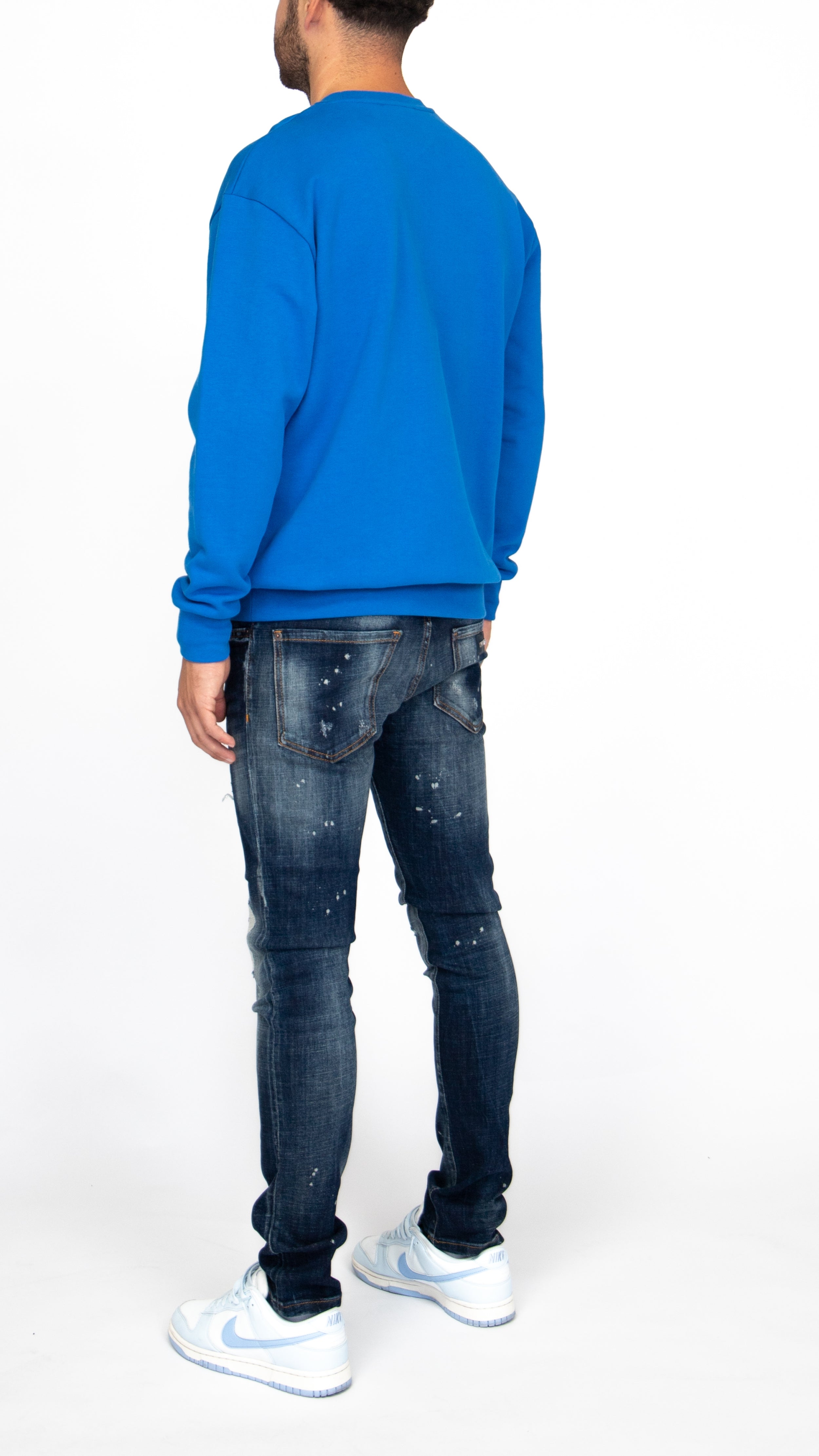 MYBRAND Embosed Statement Sweater | BLUE