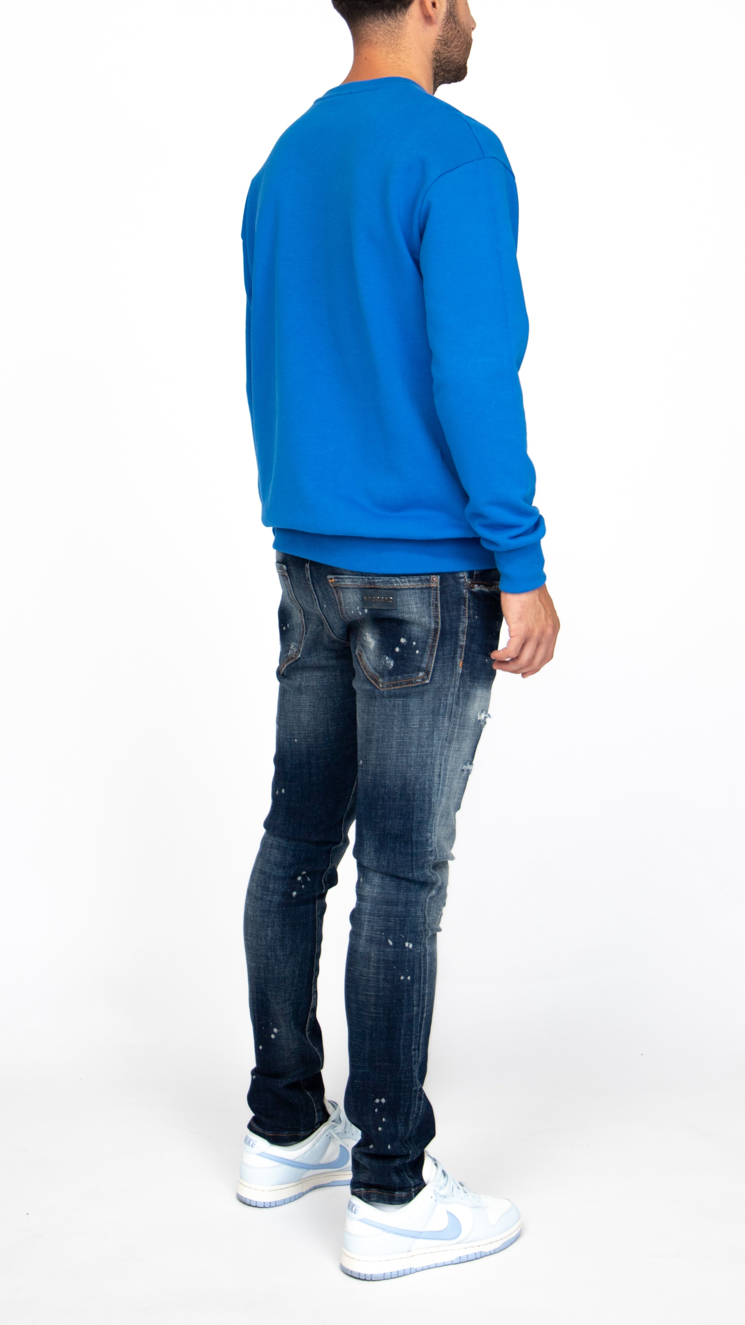 MYBRAND Embosed Statement Sweater | BLUE