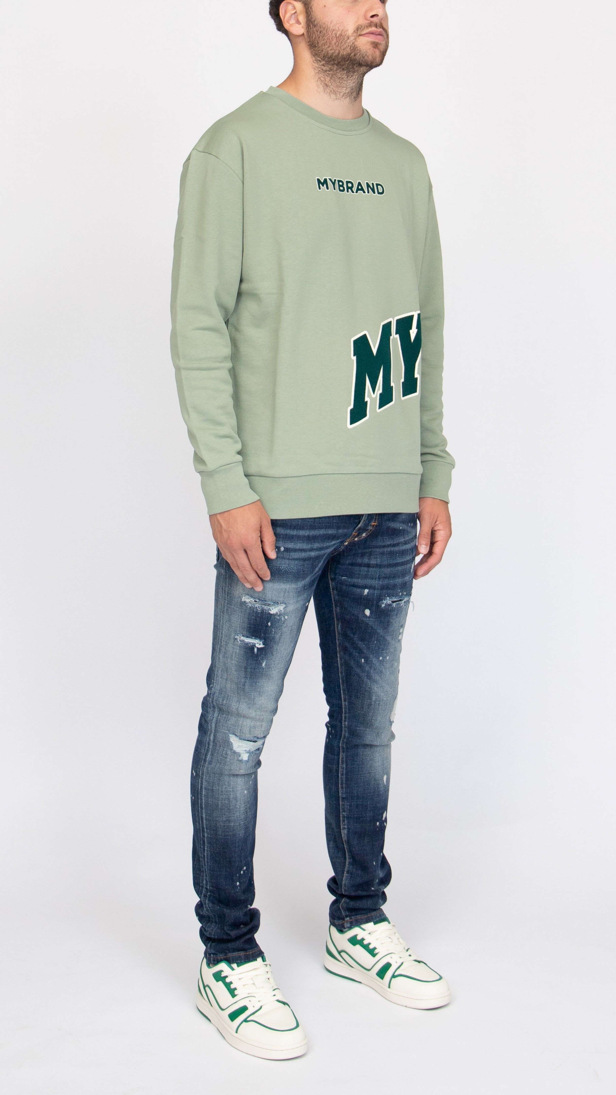 MYBRAND Bold Emblem sweater | LIGHT GREEN