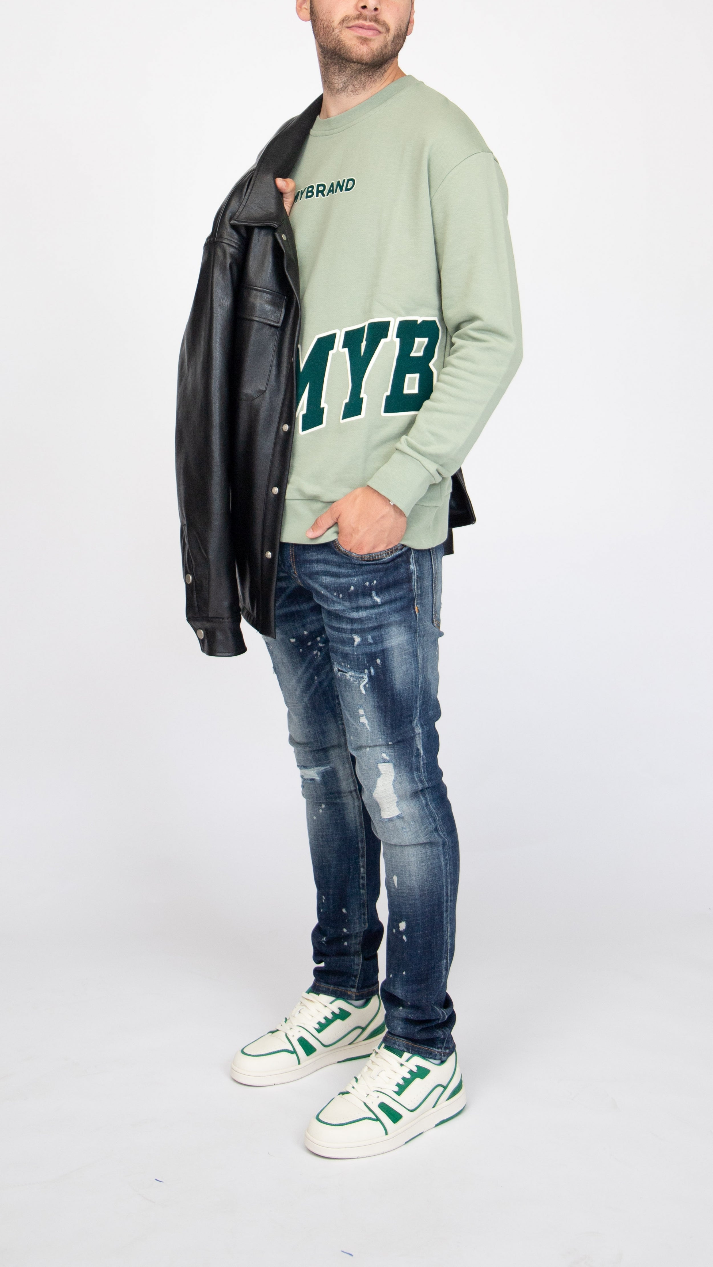 MYBRAND Bold Emblem sweater | LIGHT GREEN